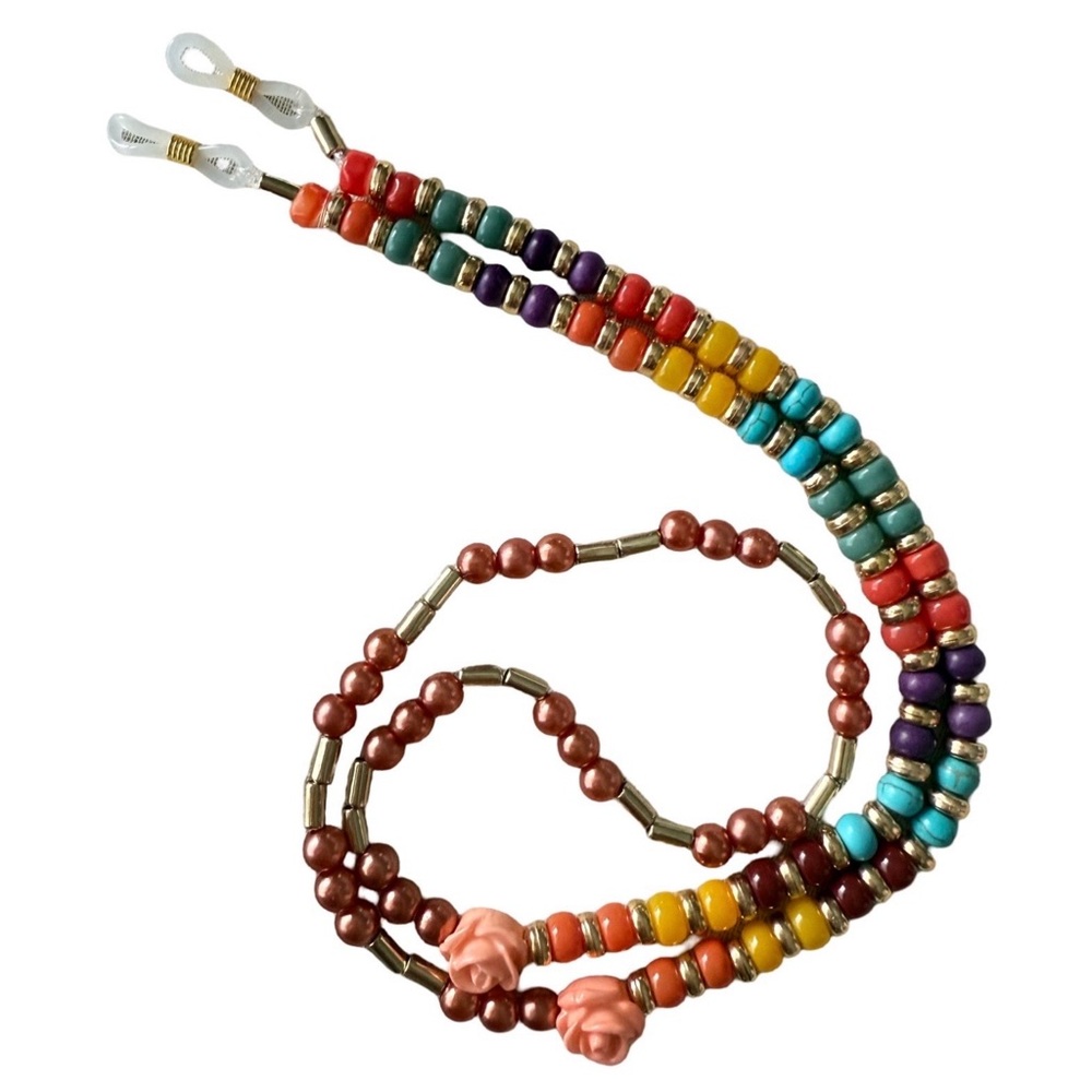 COLORFUL BEADED EYEGLASS CHAIN EYEGLASS HOLDER LANYARD - Picture 3 of 3